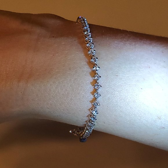 BRAND  NEW  DIAMOND TENNIS BRACELET 14K WHITE GOLD - Picture 4 of 12